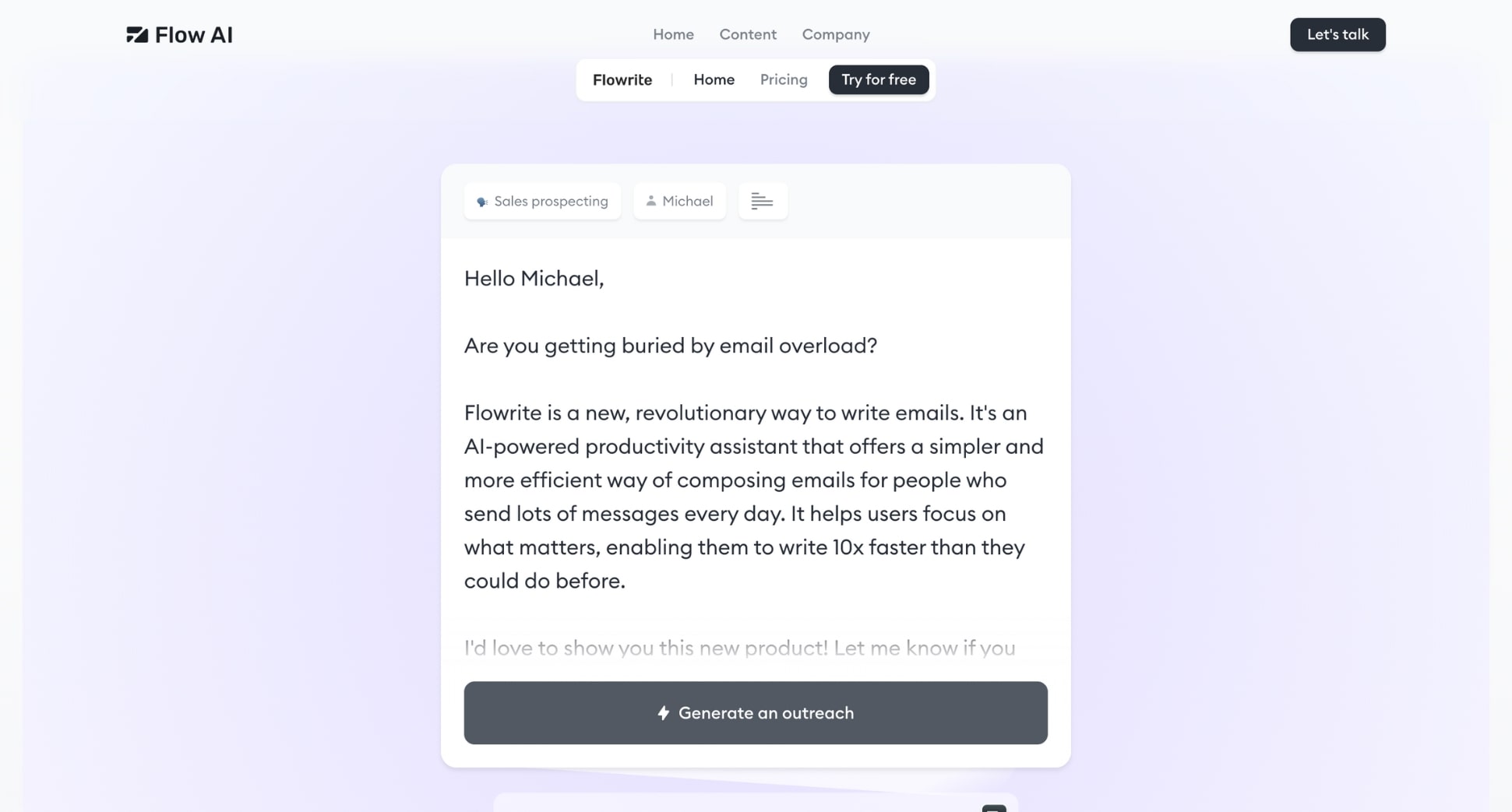 Flowrite is an AI writing assistant