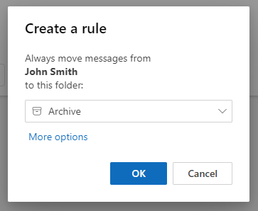 Archive Emails in Outlook Rules