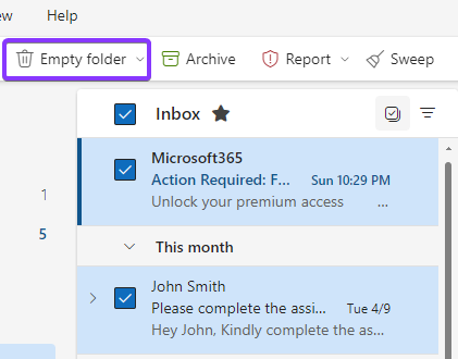 Bulk Delete in Outlook