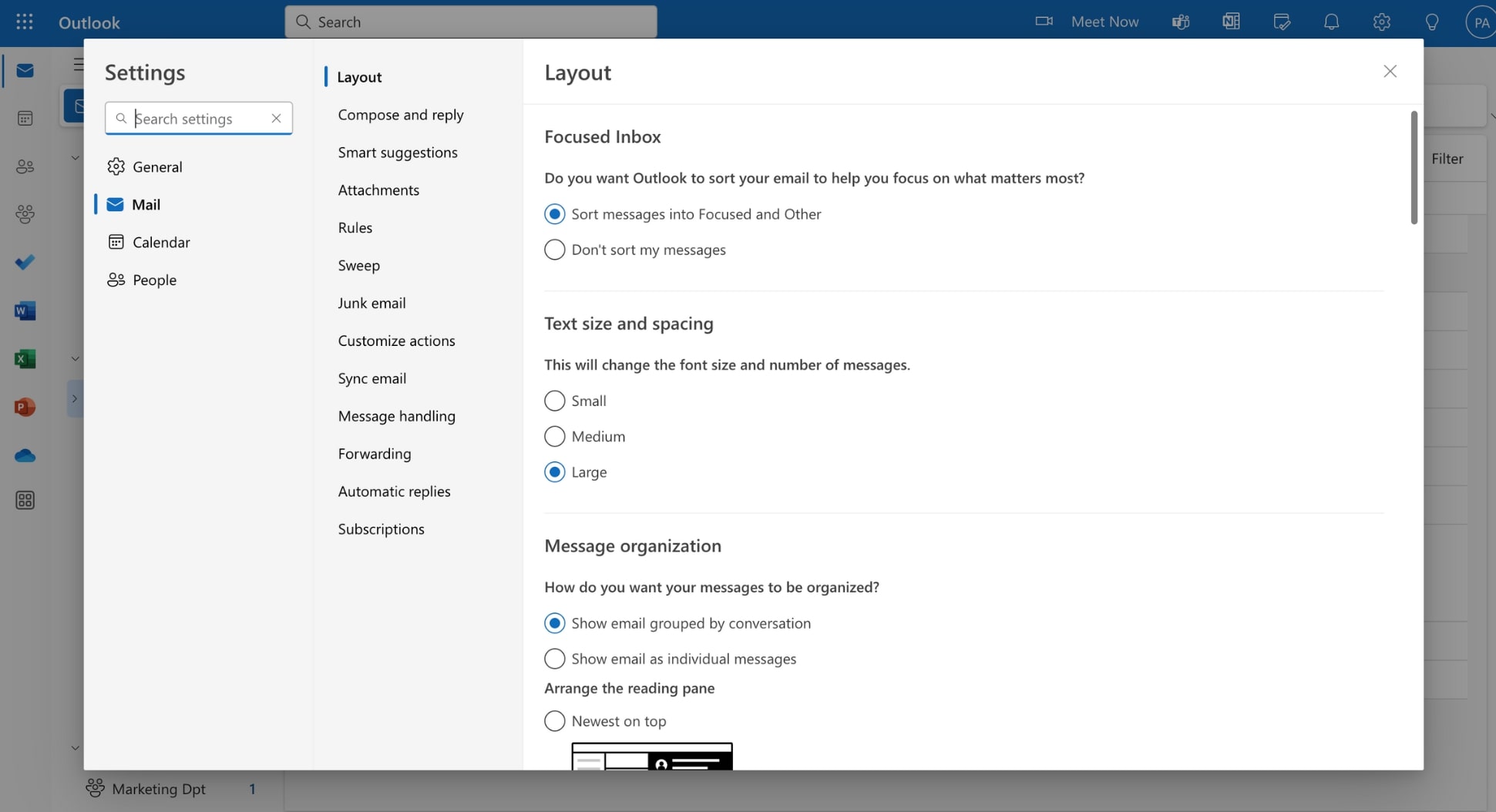 Navigate to Compose and Reply in the Outlook.com menu