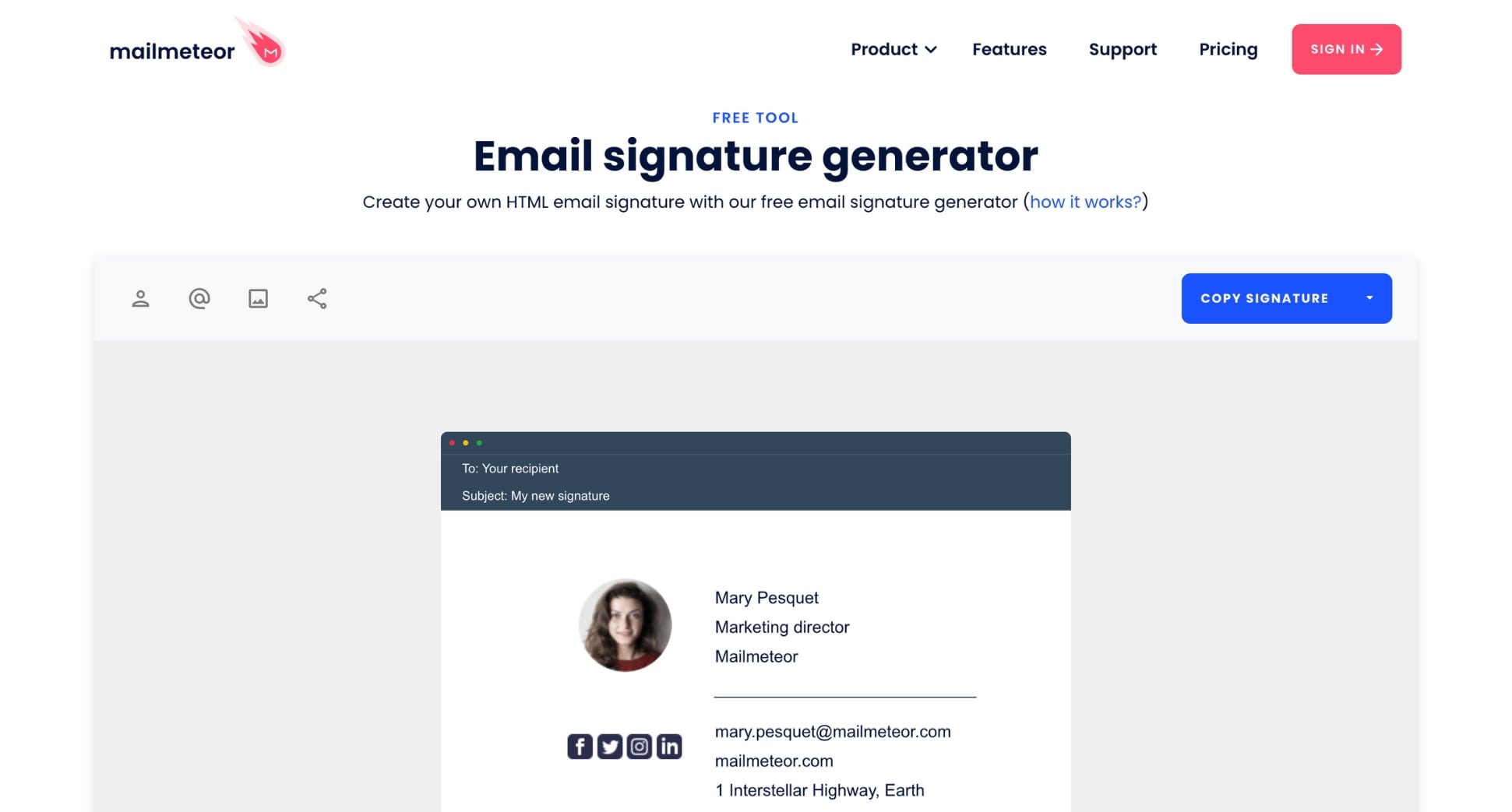 Design your cold email signature in minutes with our free signature generator