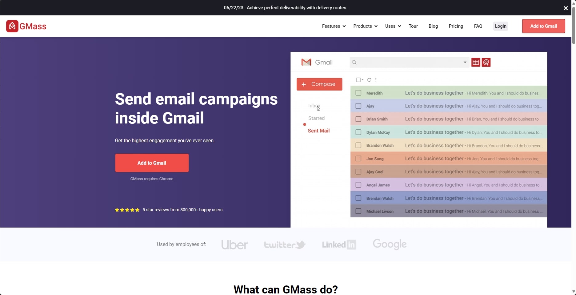 GMass is a cold email service provider that integrates seamlessly with Gmail