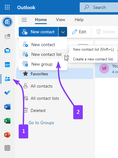 Create Contact List in Outlook