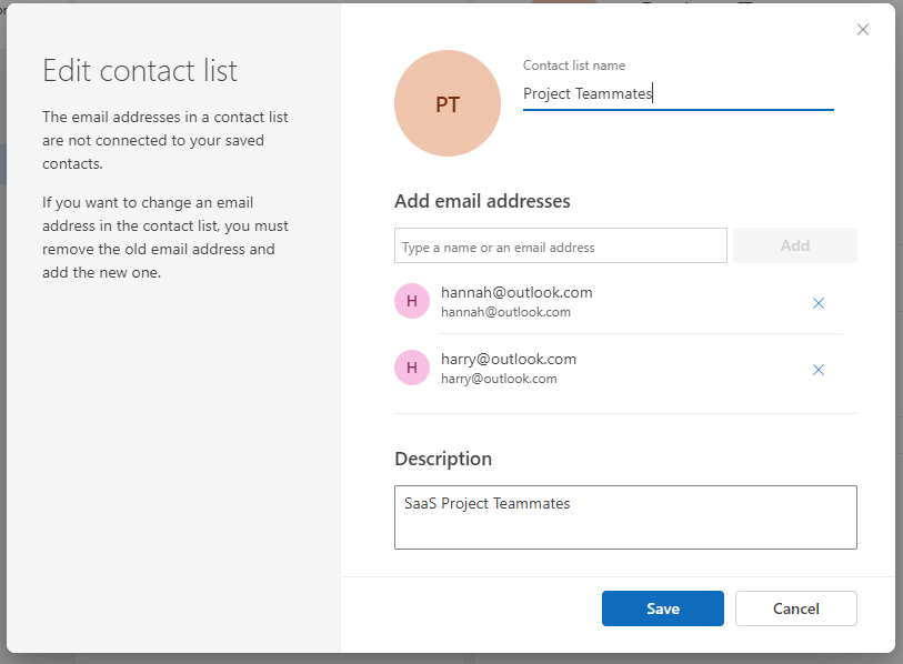 Edit Contact List in Outlook