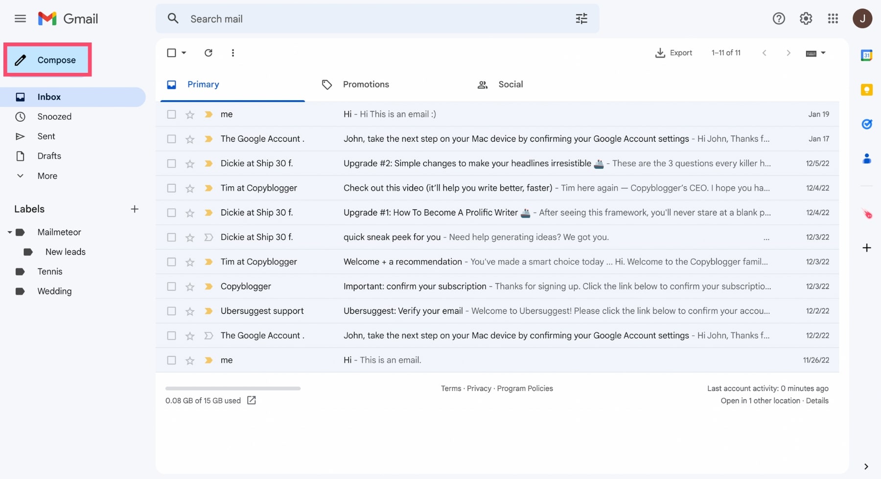 Compose an email in Gmail