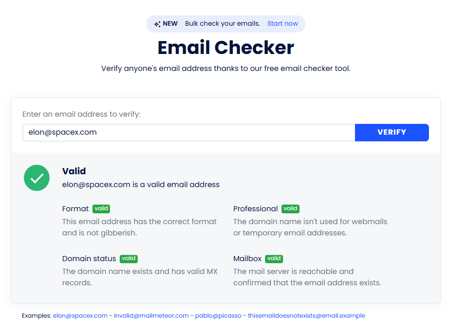 Mailmeteor's Email Checker