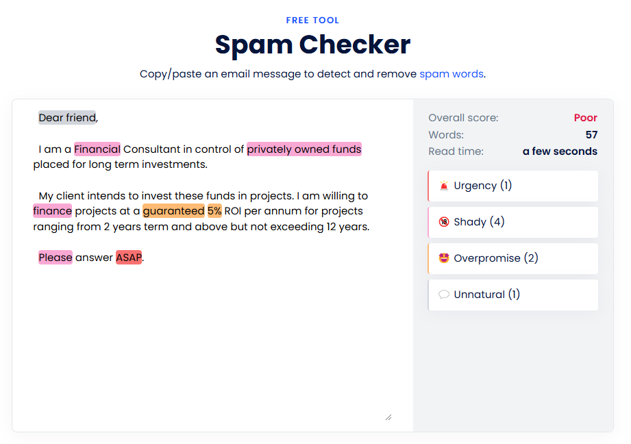Mailmeteor's Spam Checker