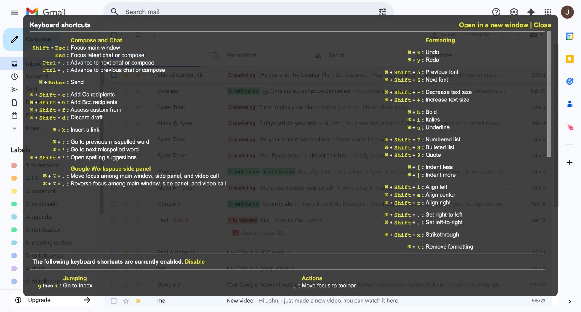 Using Gmail keyboard shortcuts to manage emails faster