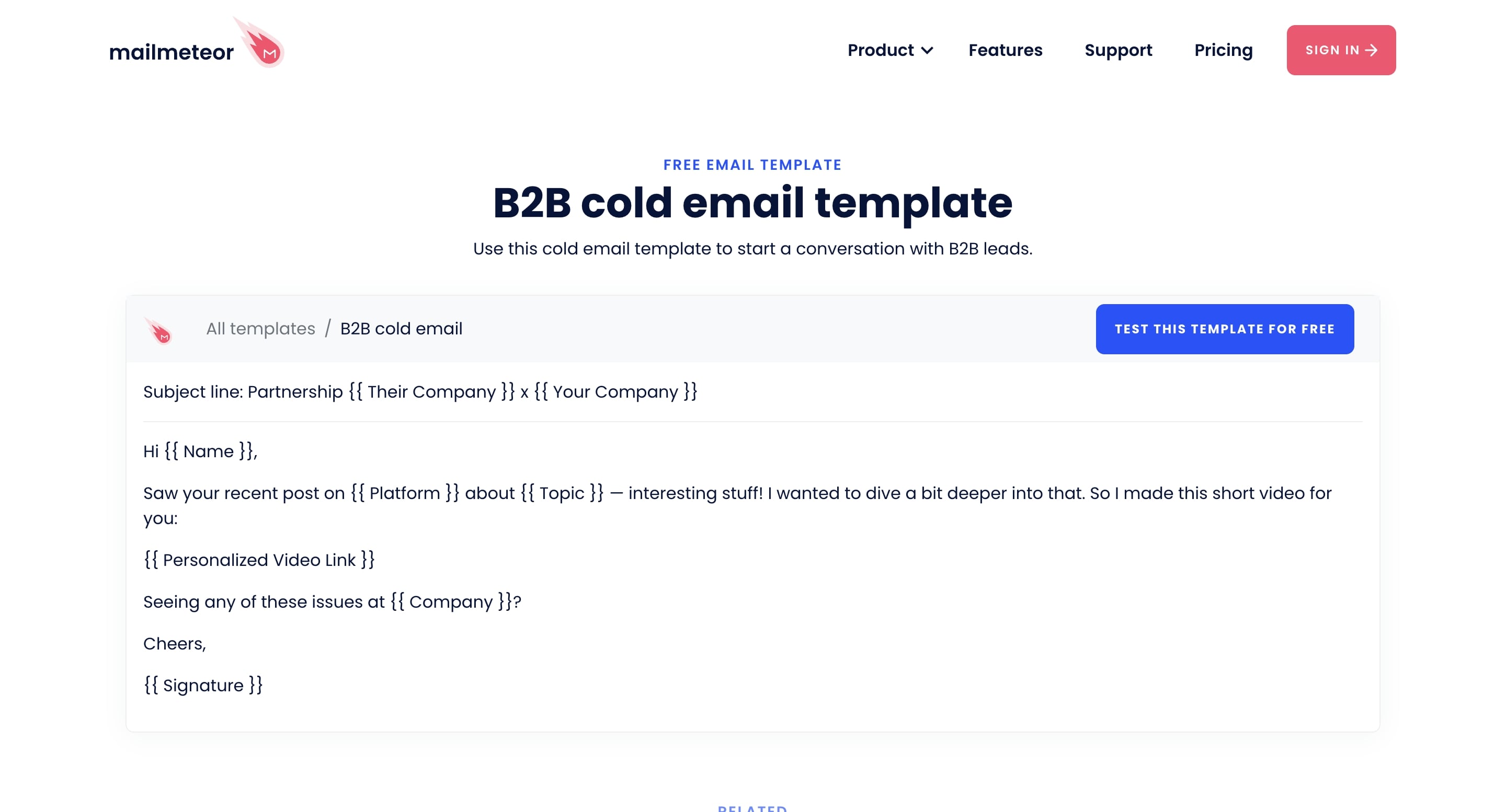 Cold email sequence example from Mailmeteor