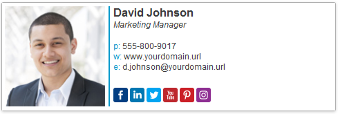 social media buttons in email signature. source: mail-signatures.com