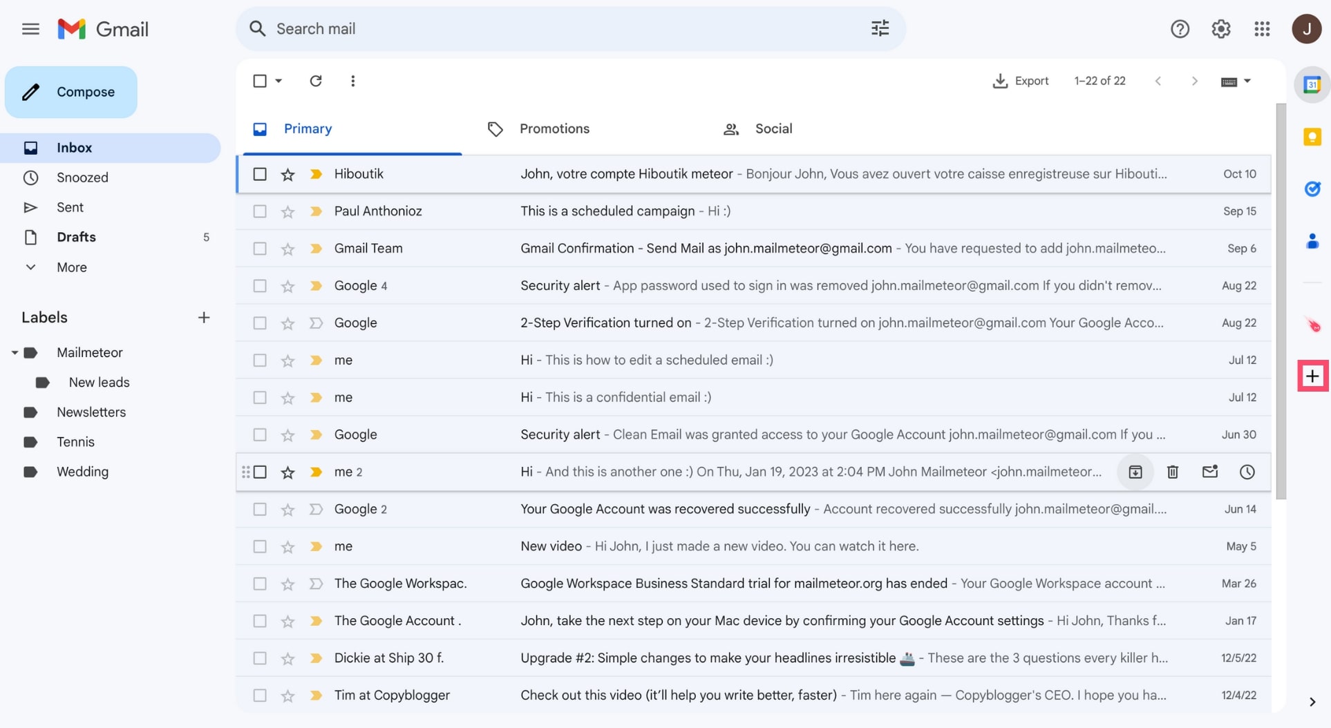 Gmail Add-ons Menu