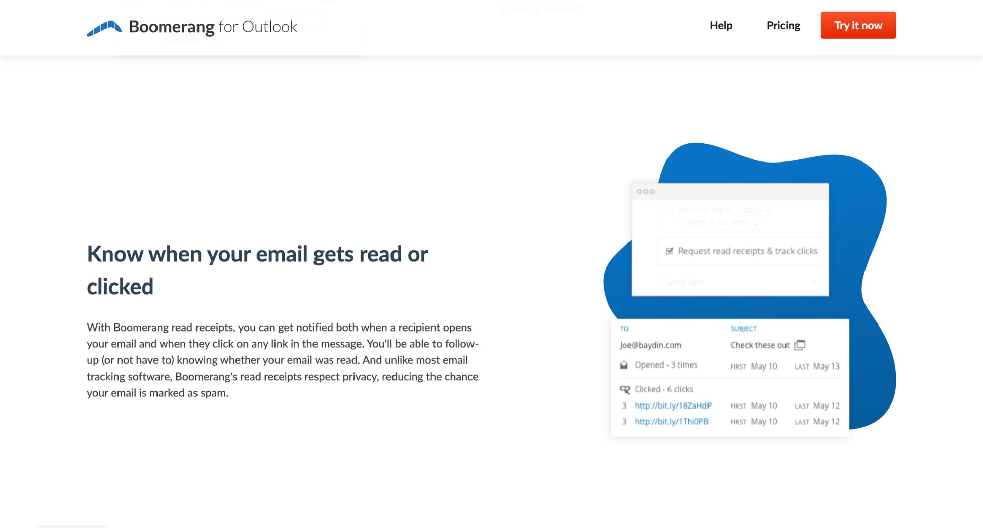 Boomerang for Outlook interface