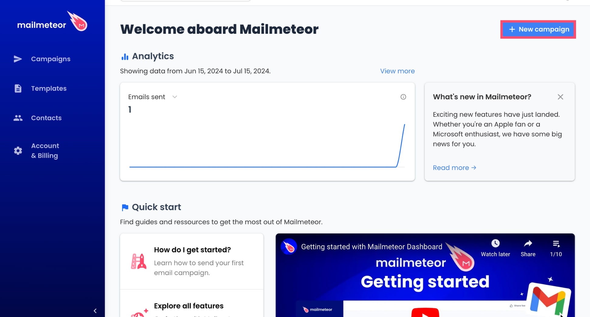 Create a new email campaign in Mailmeteor