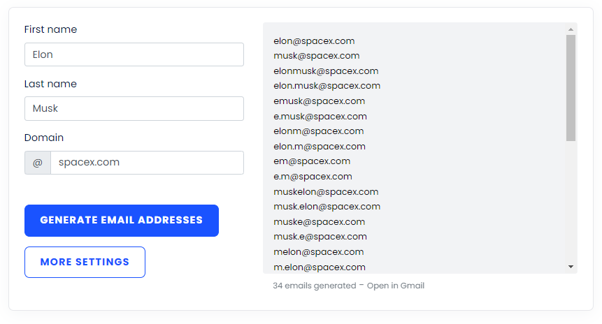 Mailmeteor Email Permutator