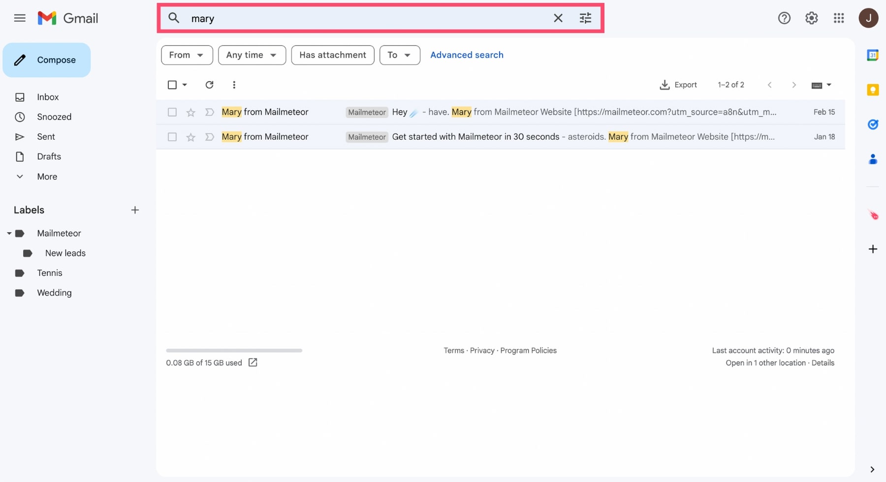 Find a Gmail account in your contact list
