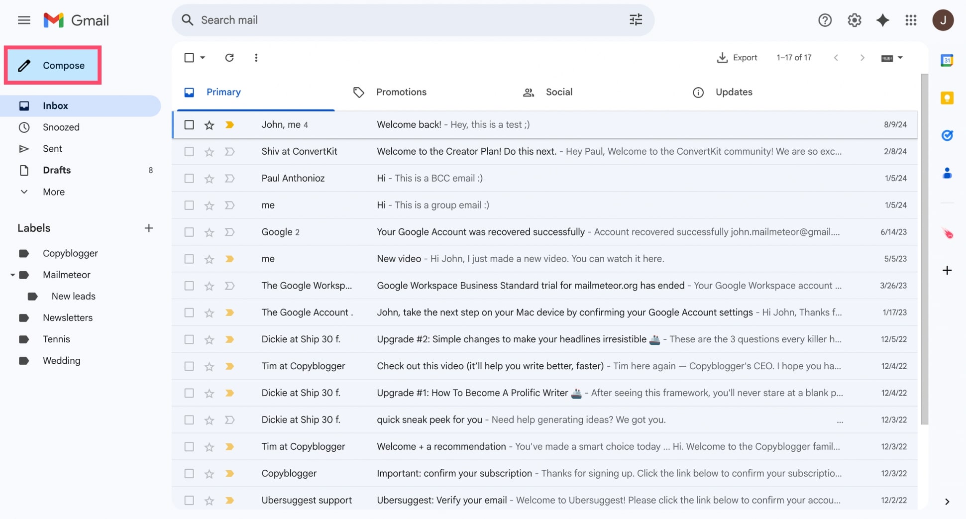 Compose an email in Gmail