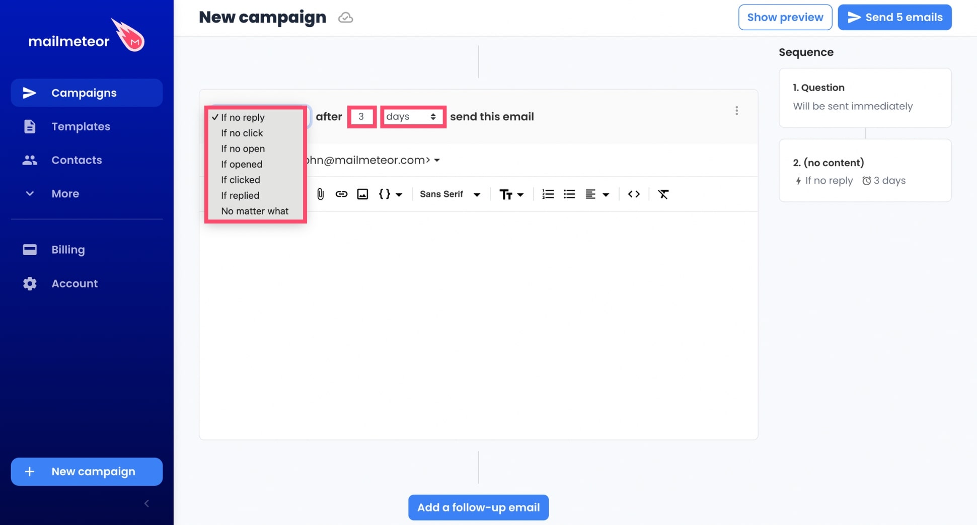Add conditional logic to your Gmail follow-ups