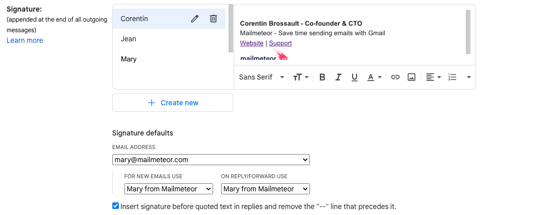 How to edit the email signature associated with your Gmail alias
