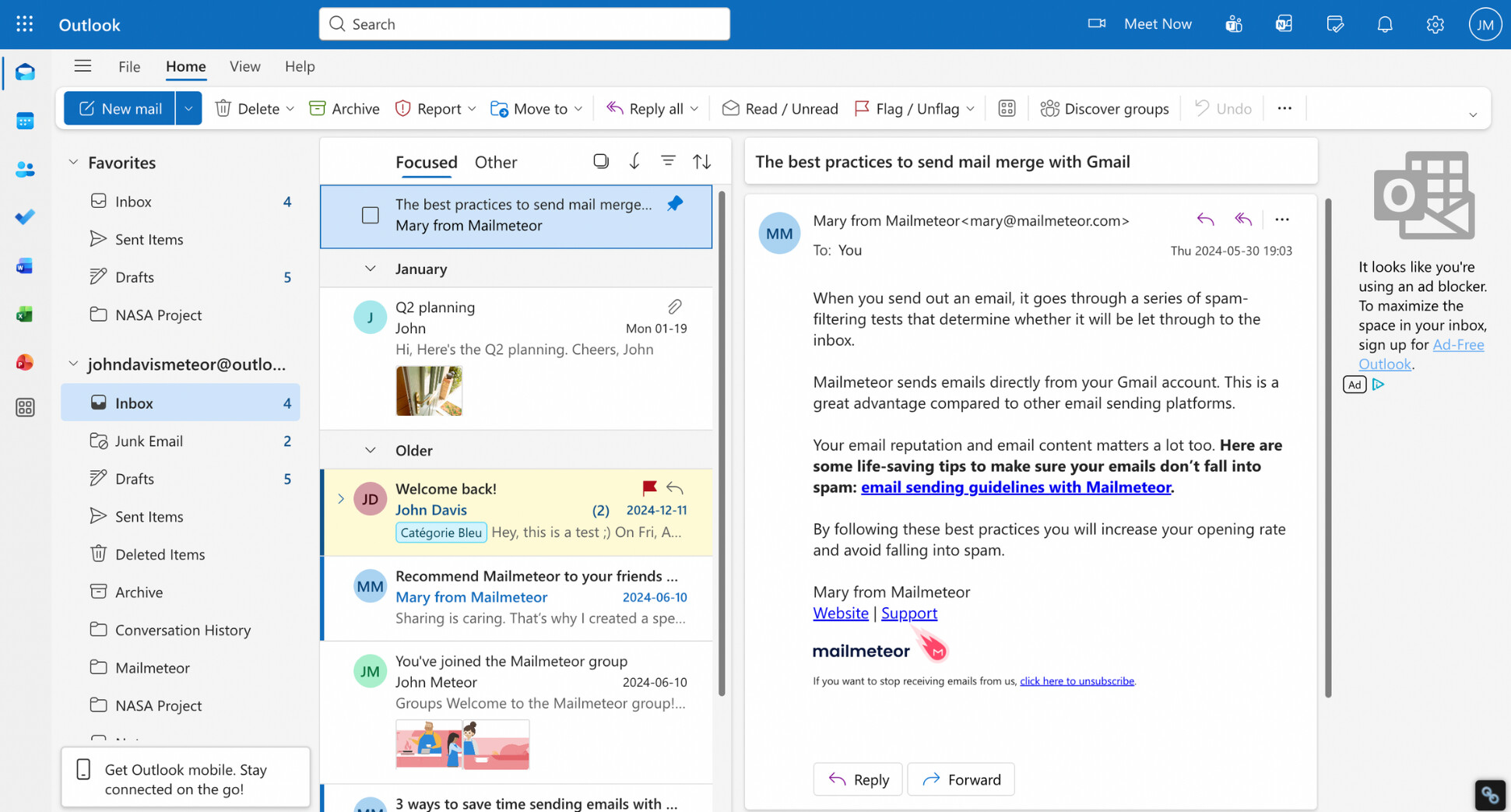 Microsoft Outlook inbox
