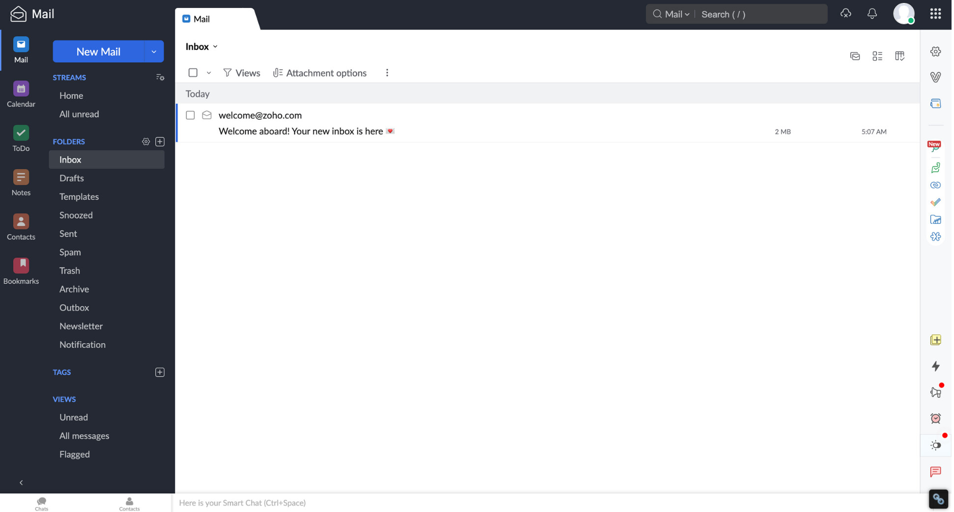 Zoho Mail inbox