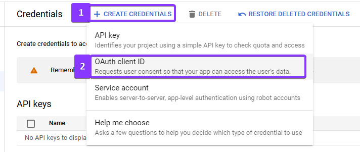 Cloud Console Credentials 2