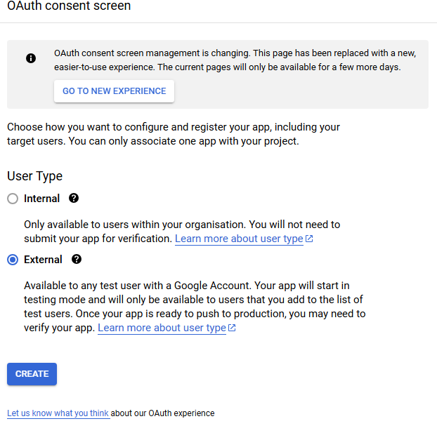 OAuth Consent Screen setup