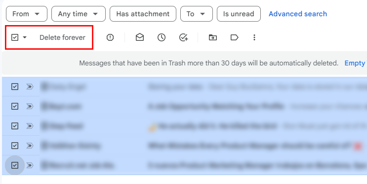 Delete email forever