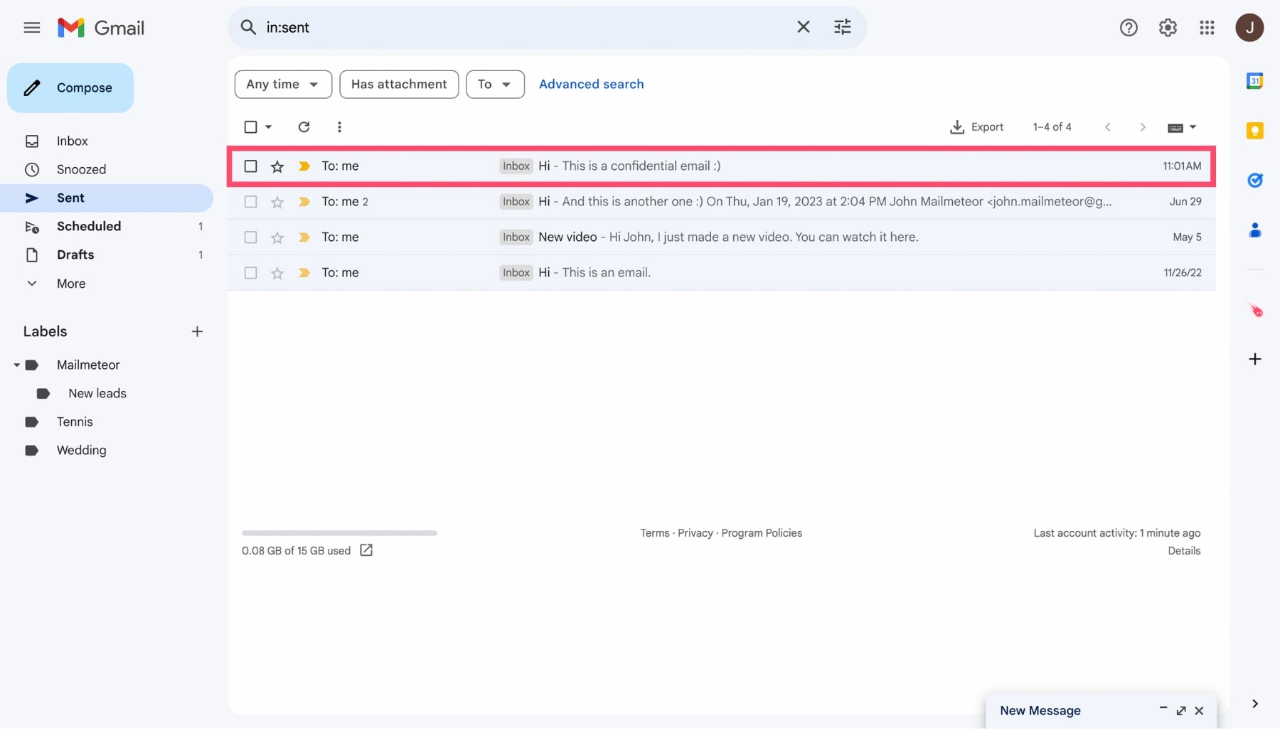 Open a confidential email in Gmail