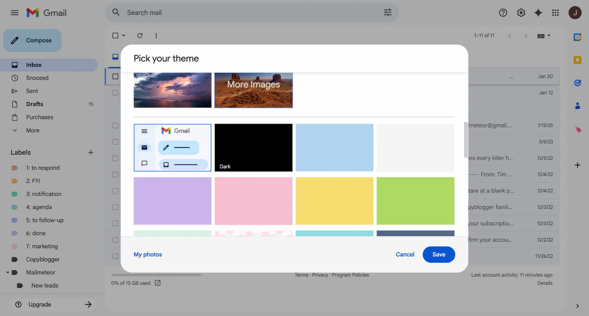 Enable Gmail dark mode on desktop
