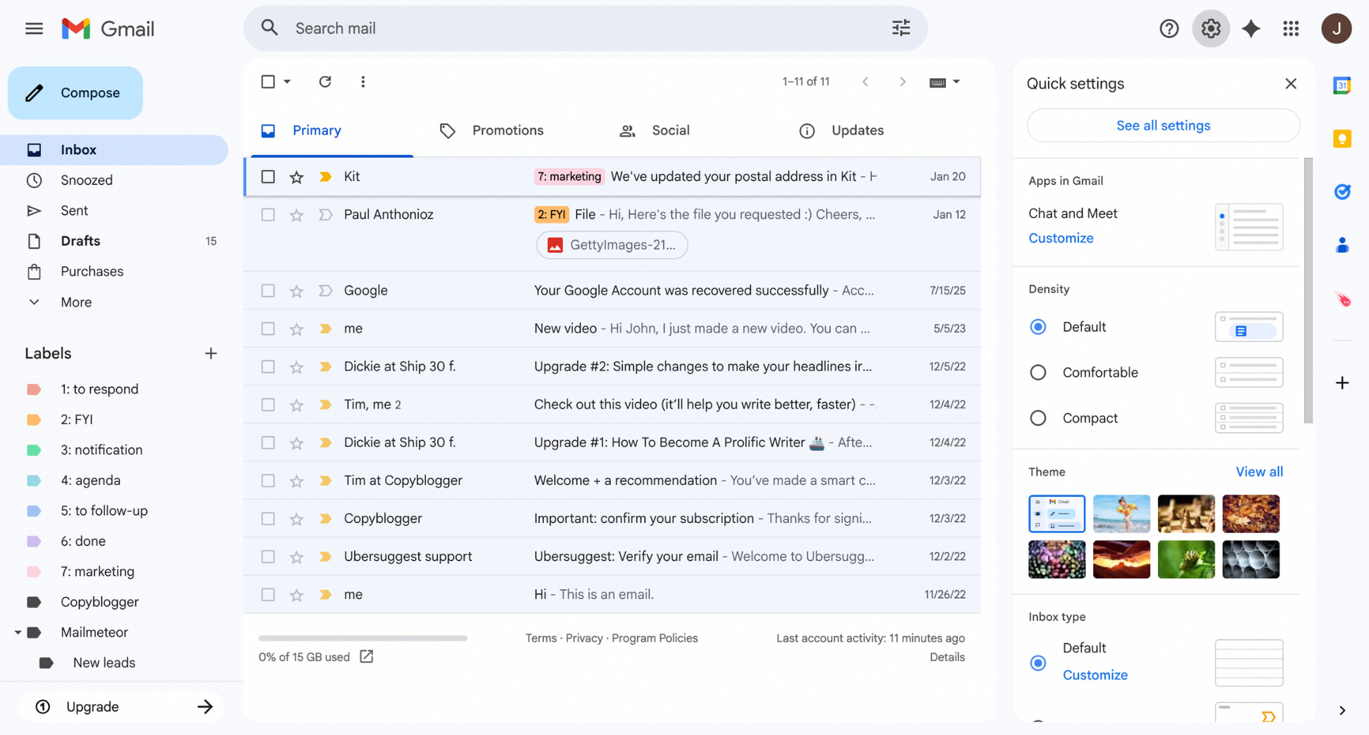 View all Gmail themes