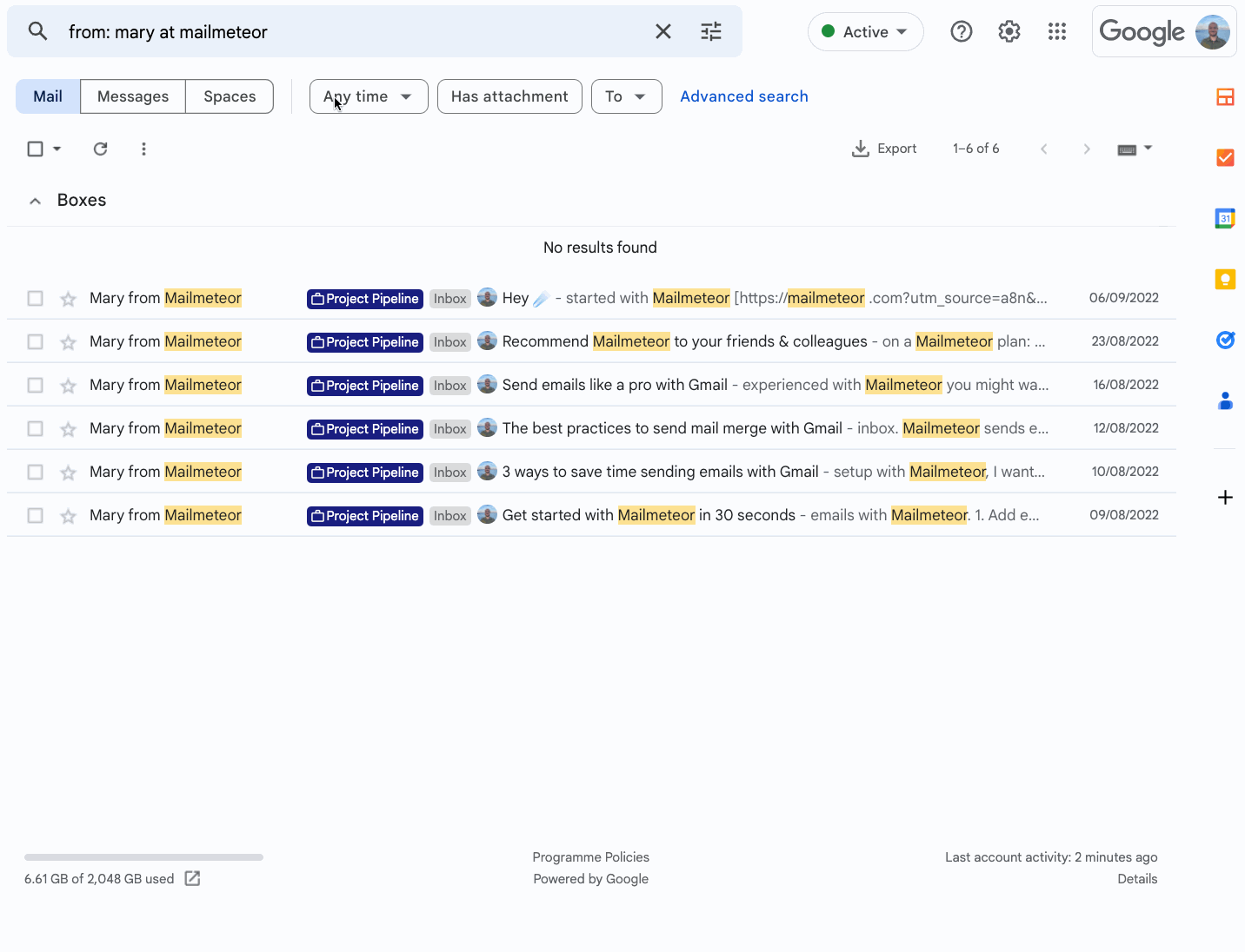 Export emails select data points
