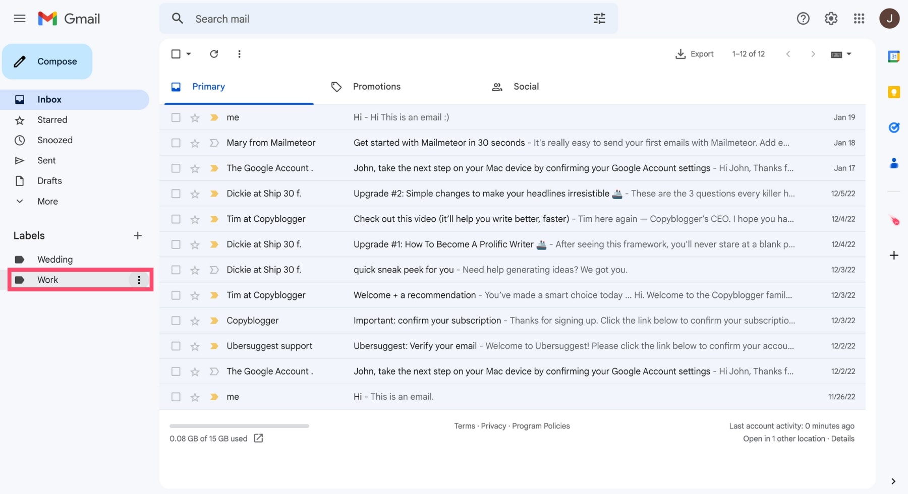 Find Gmail folders