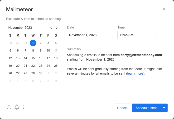 Gmail mail merge schedule send