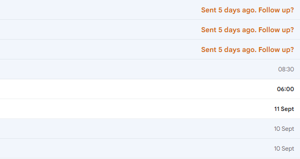 Gmail nudge example showing a follow-up reminder in the inbox