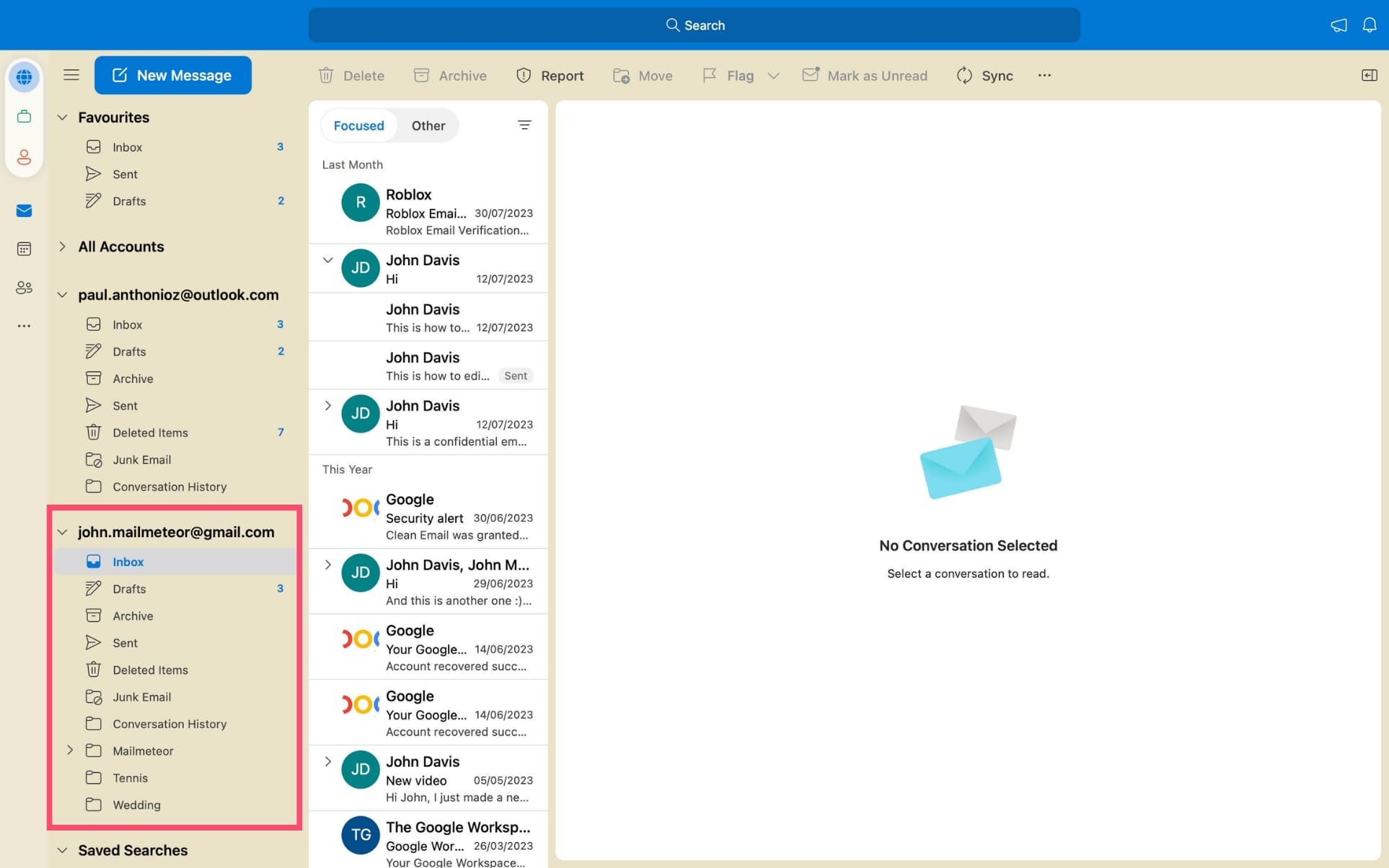 Check your Gmail inbox from the Outlook email client