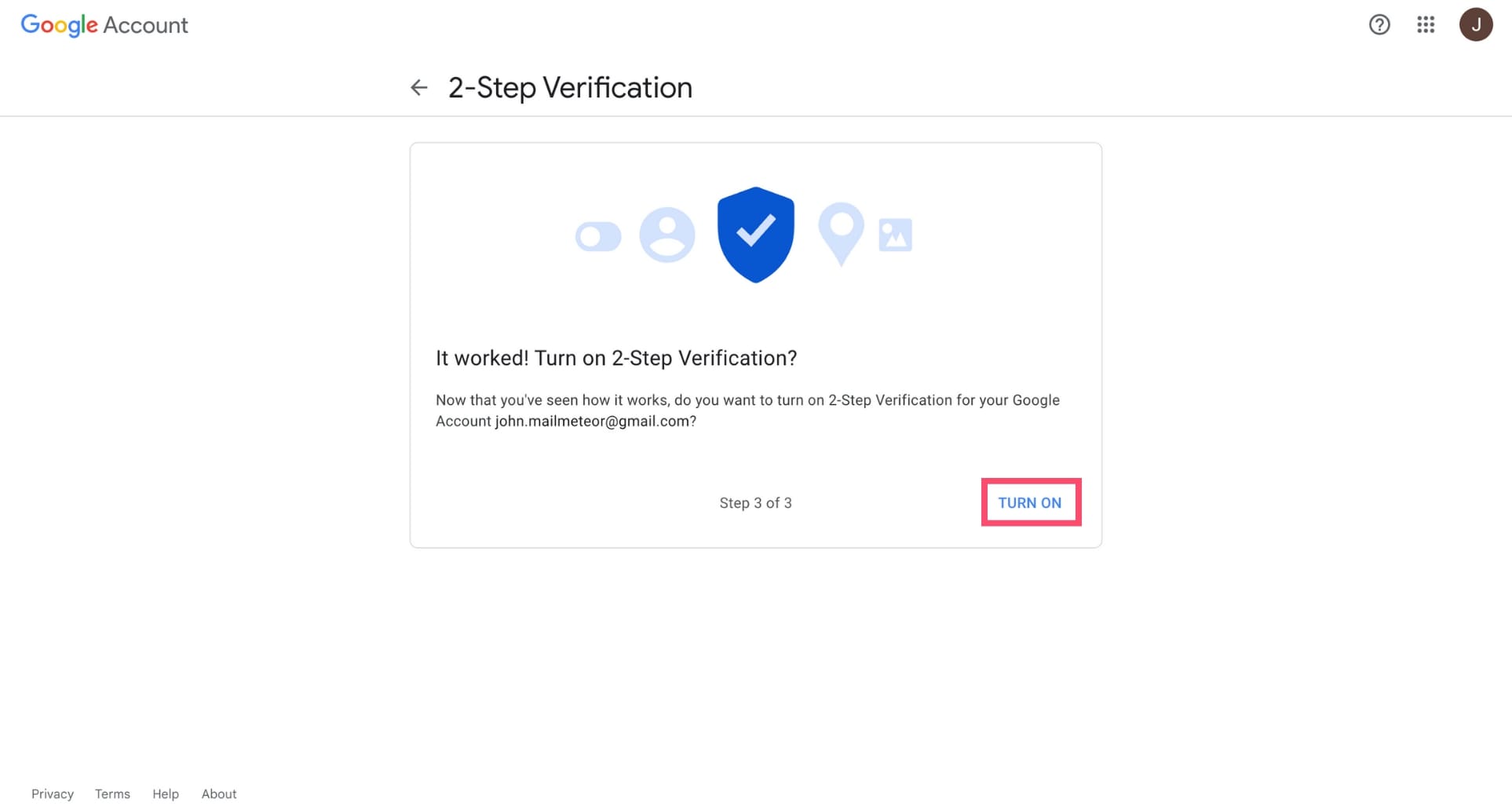 Turn on 2-step verification