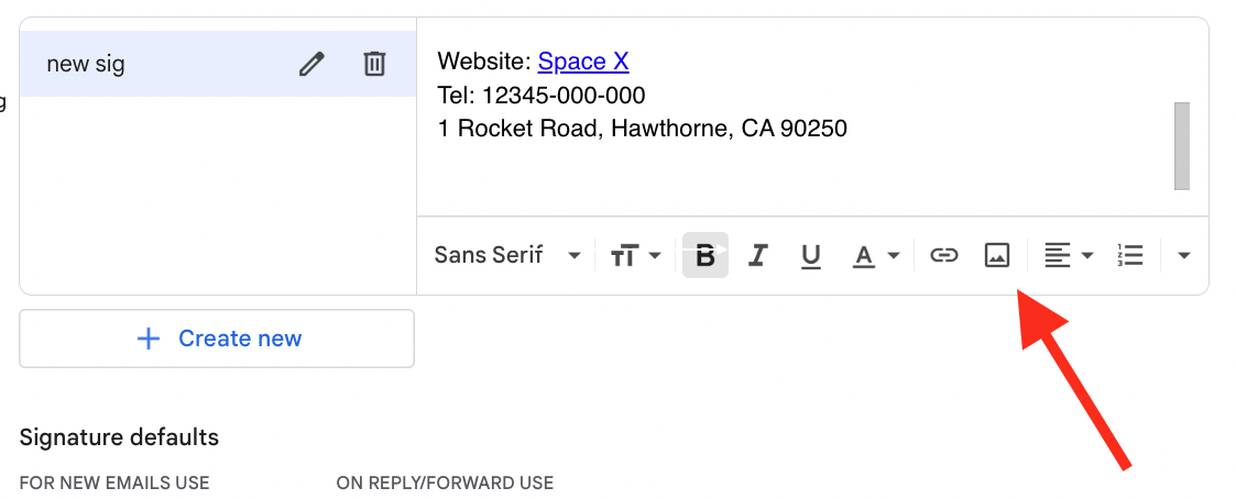 Add images to Gmail signature