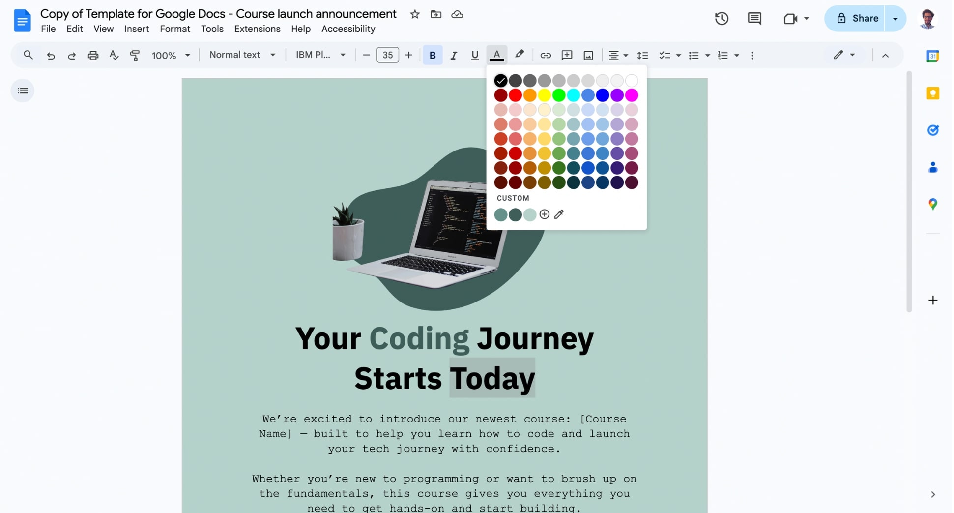 Customize your newsletter in Google Docs
