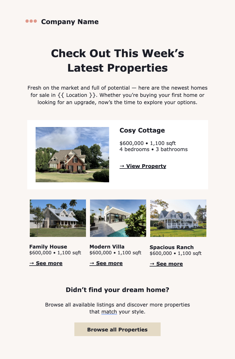 Real estate newsletter