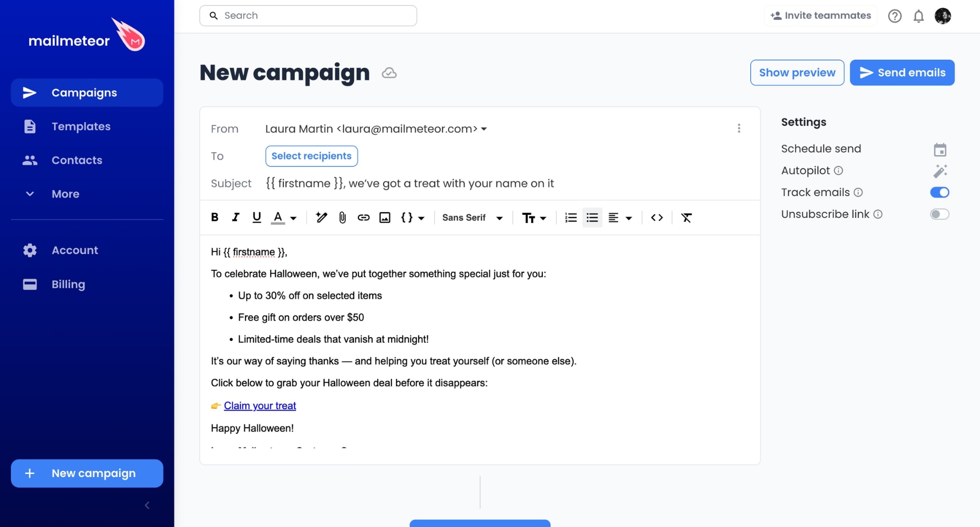 Personalize Halloween email subject lines