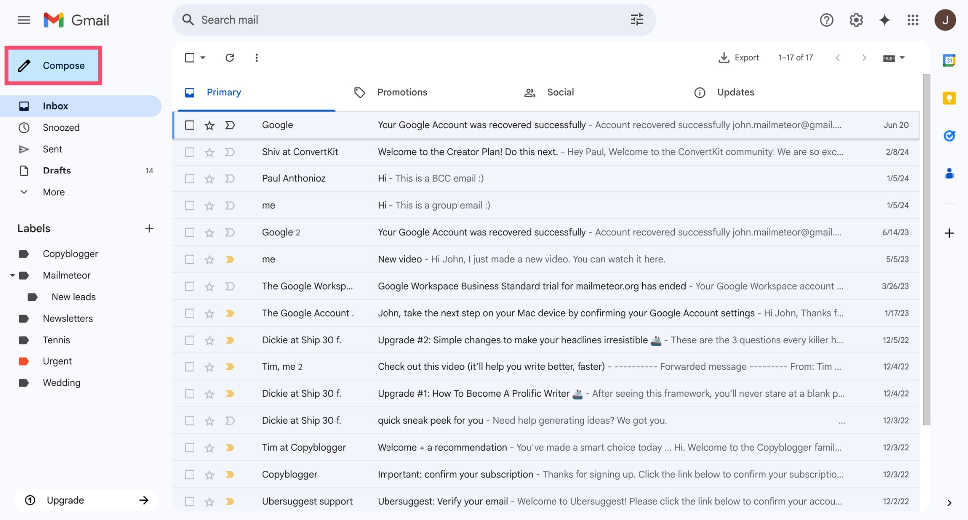 Compose a new email in Gmail