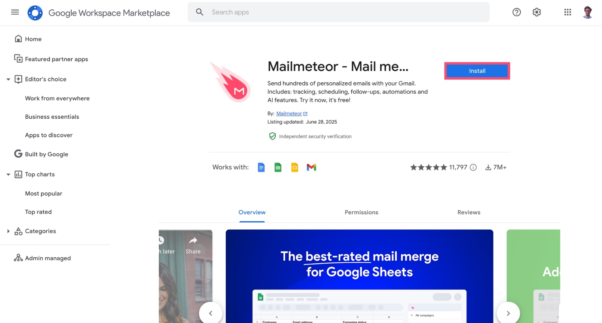 Install Mailmeteor’s add-on