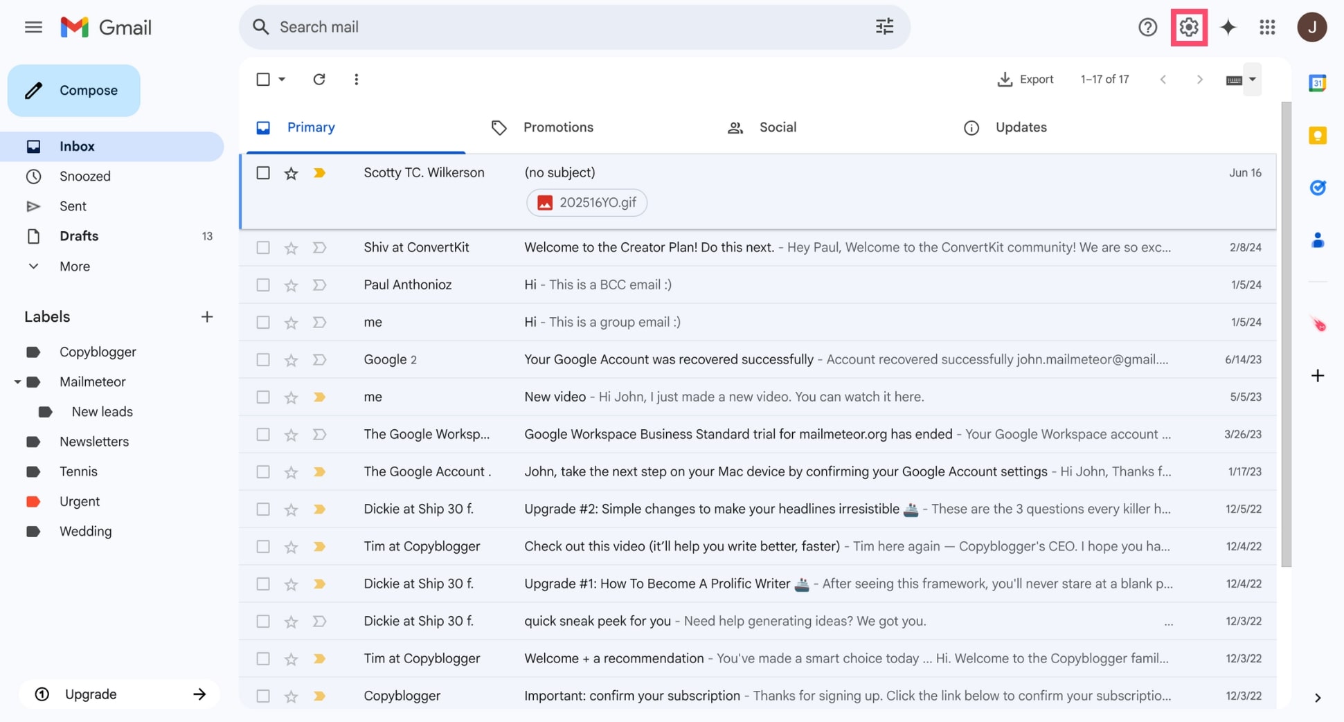 Open your Gmail settings