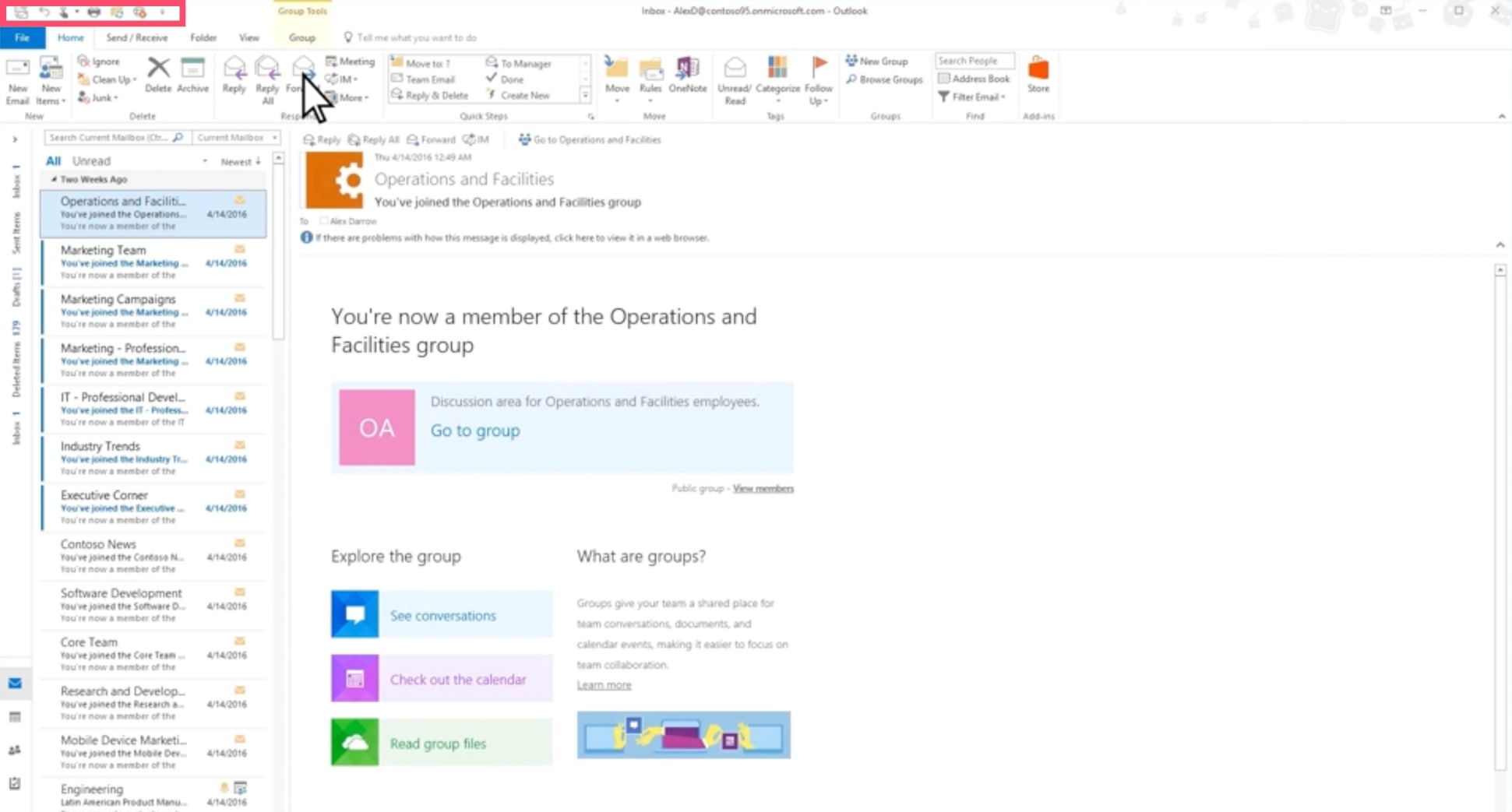 Personalize the quick access toolbar in Outlook