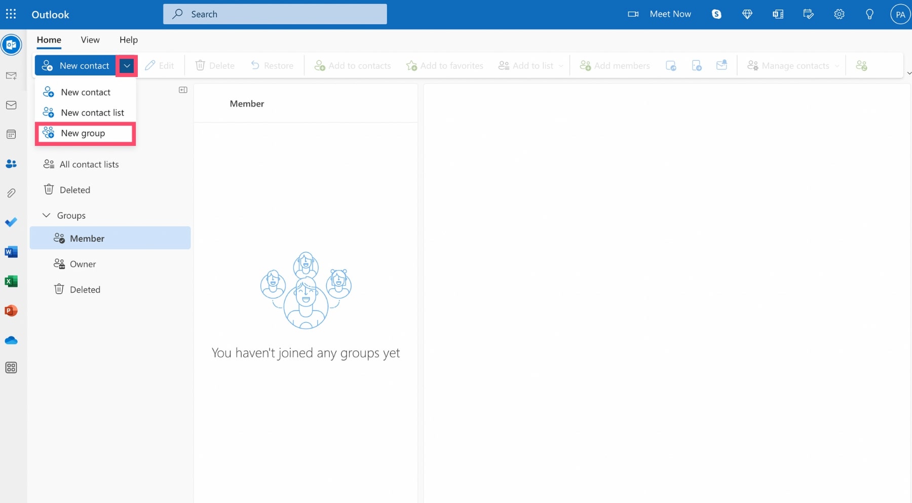 Create a contact group in Outlook