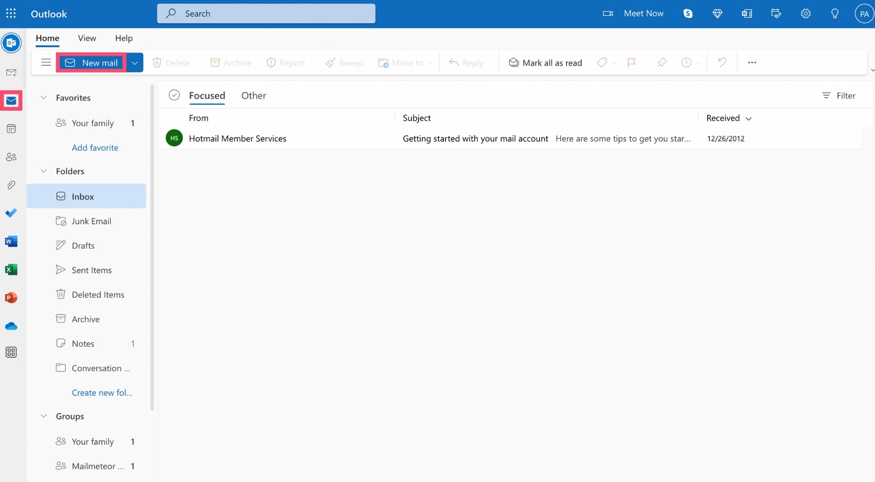Compose a new email in Outlook