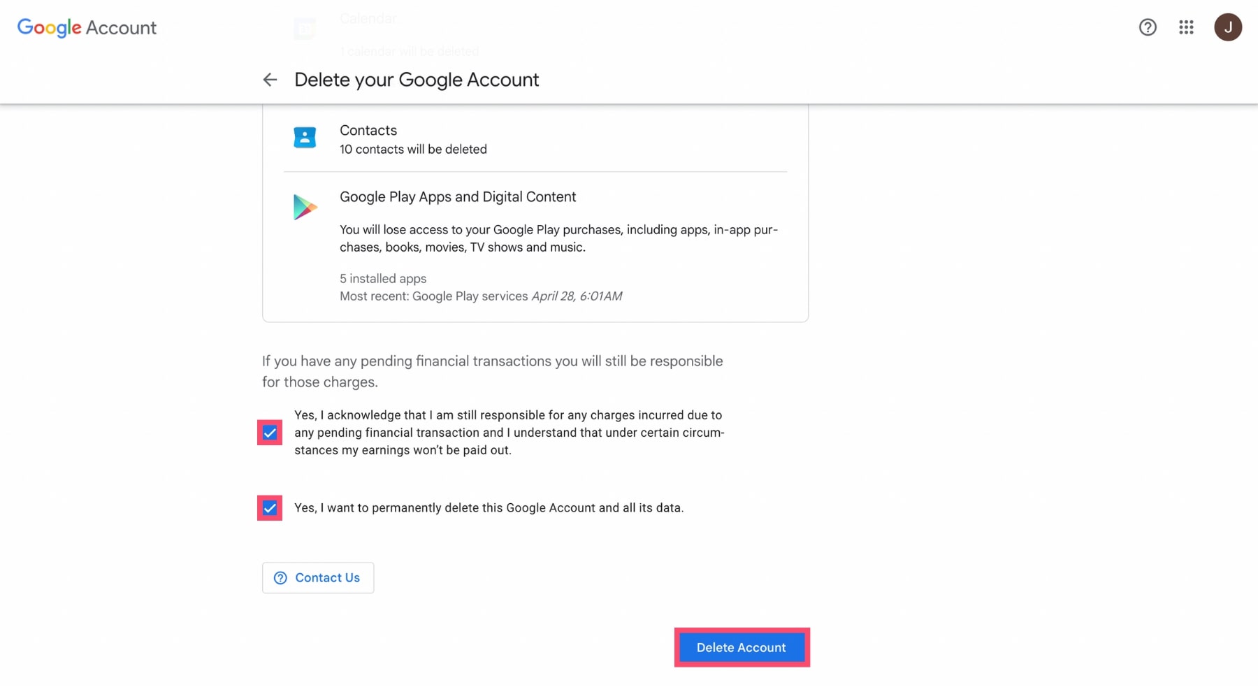 Erase your Google account