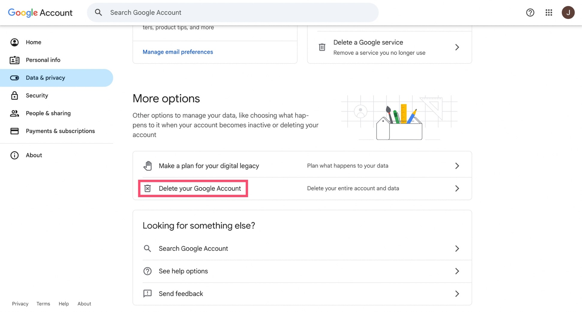 Delete your Google Account
