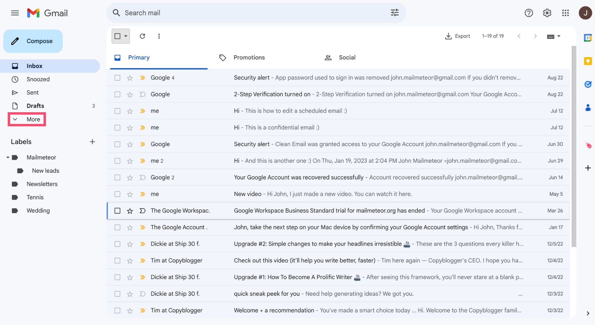 Gmail folders