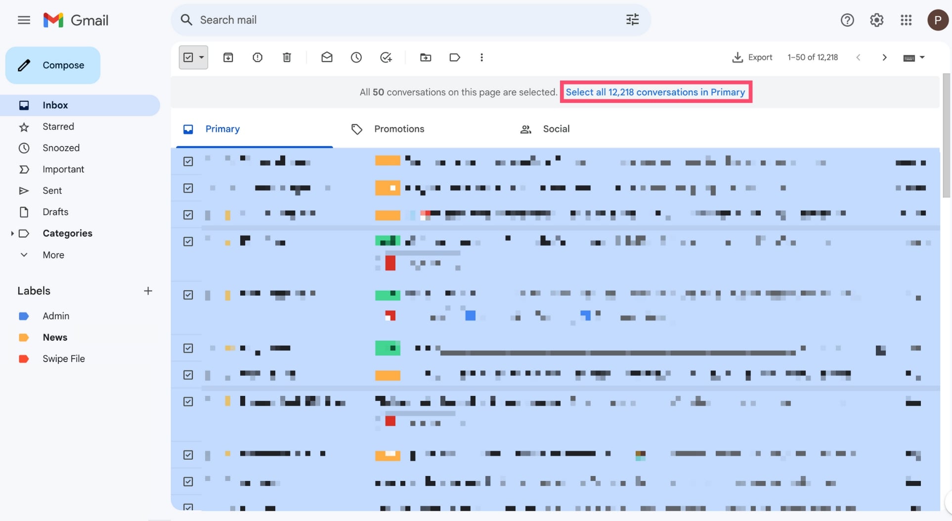 Select all emails in Gmail